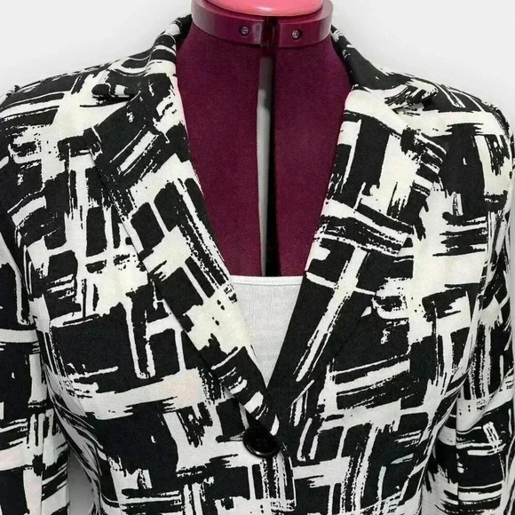 STUDIO POINT 3/4‎ sleeve ladies button down blazer white/black size 14 - Picture 5 of 12